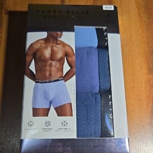 Perry Ellis Men's 3 Boxer Briefs - Light Blue, Dark Blue, and Black NWB MEDIUM
